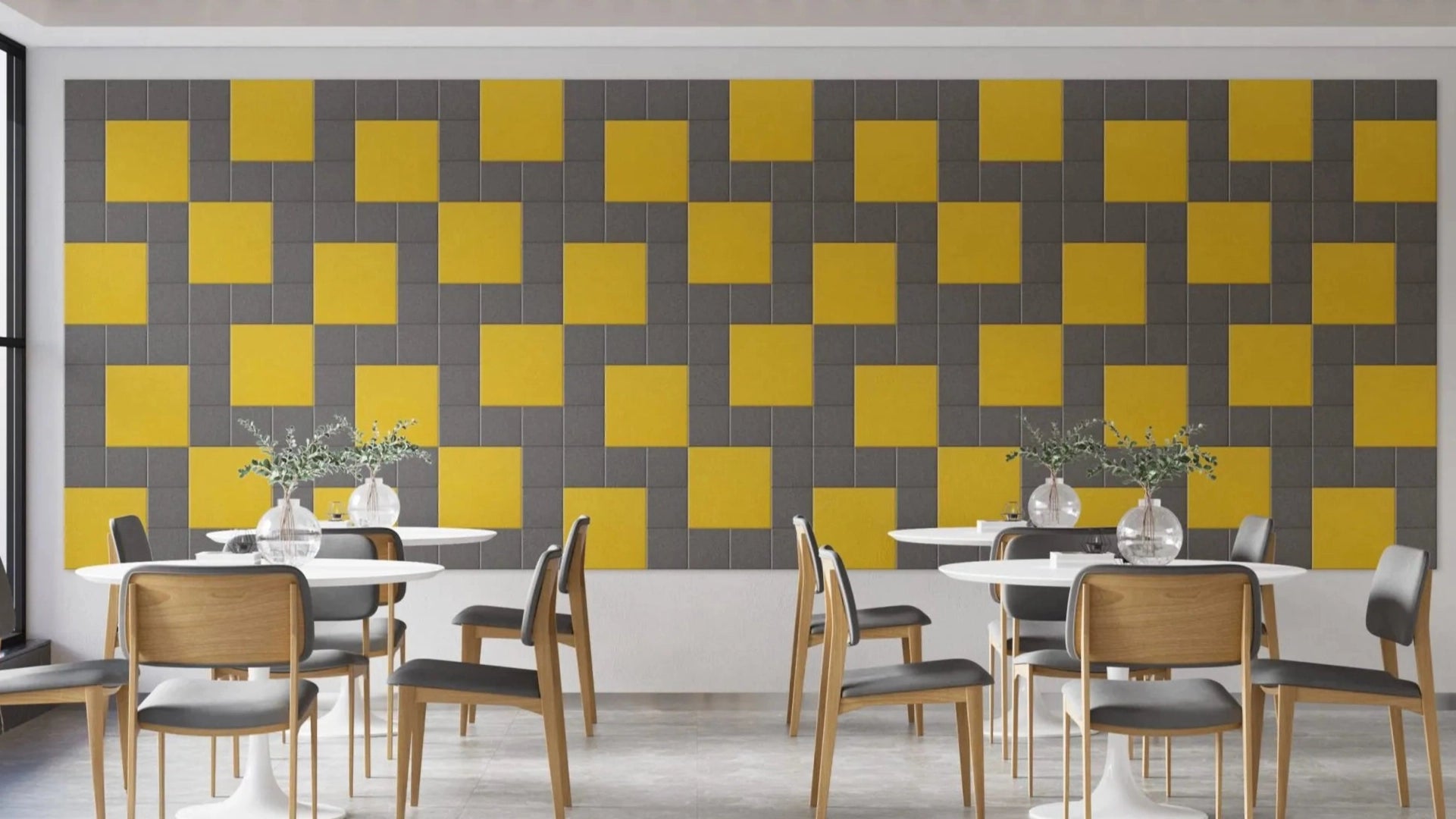 Decorative 3D Felt Wall Tiles feature wall in restaurant interior