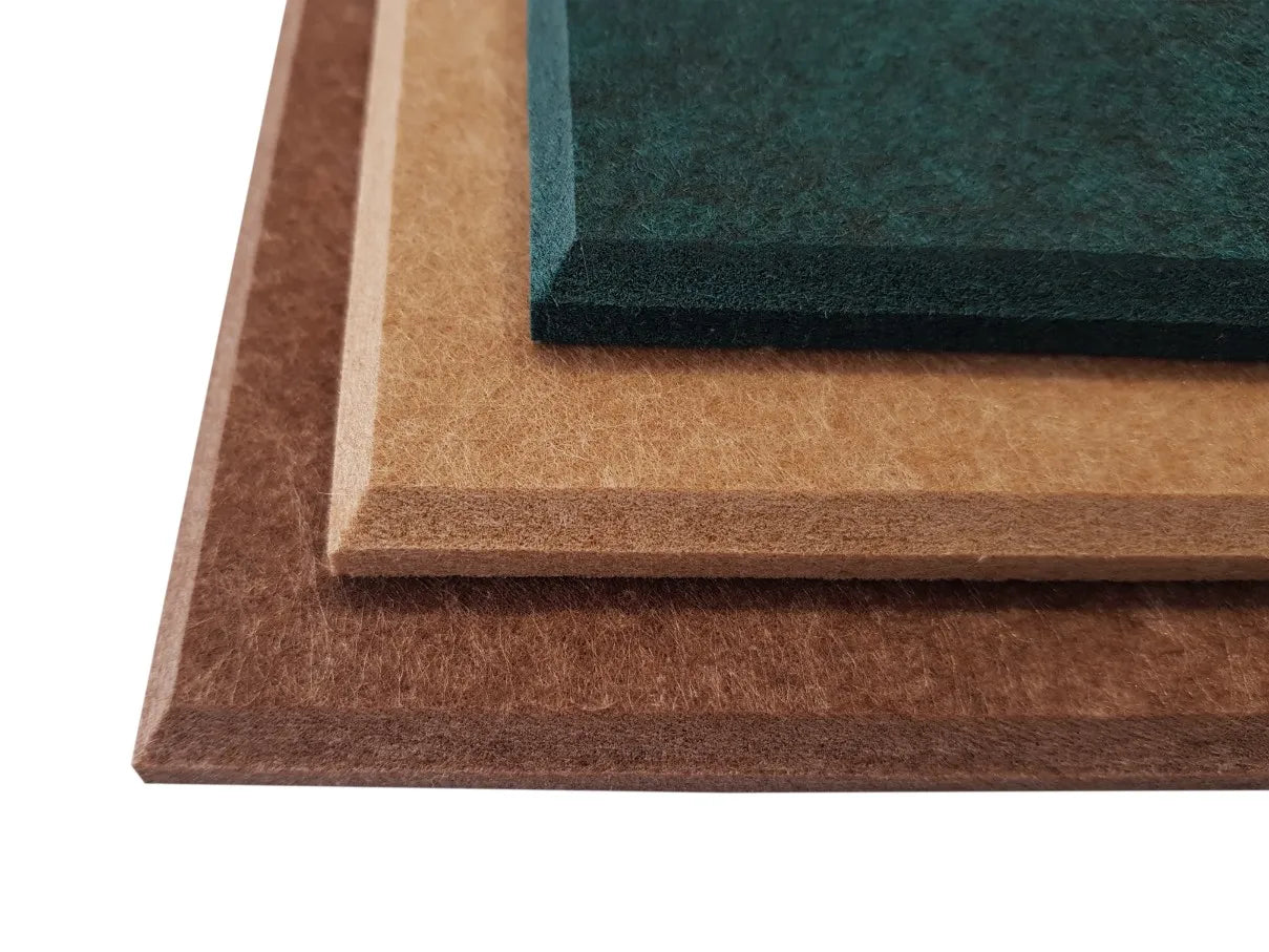 Decorative 3D PET Felt Wall Tiles - SQUARE 20x20 beveled edges on white background DecorMania UK