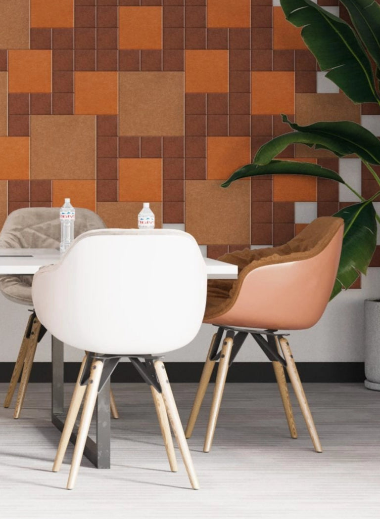 Decorative 3D PET Felt Wall Tiles in living room interior DEcormania UK
