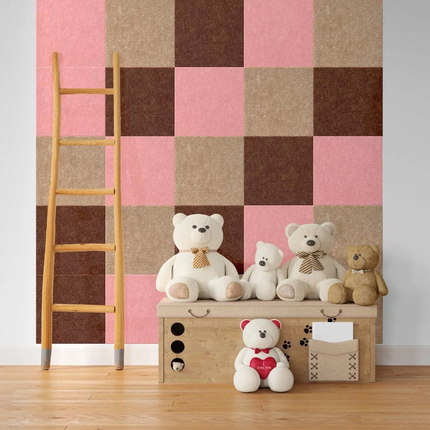 Decorative 3D PET Felt Wall Tiles - SQUARE 40x40 in childrens' room interior DecorMania UK