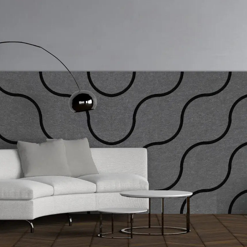 Decorative 3D PET Felt Wall Tiles - SQUARE Deco 40x40 feature wall in living room interior DecorMania UK