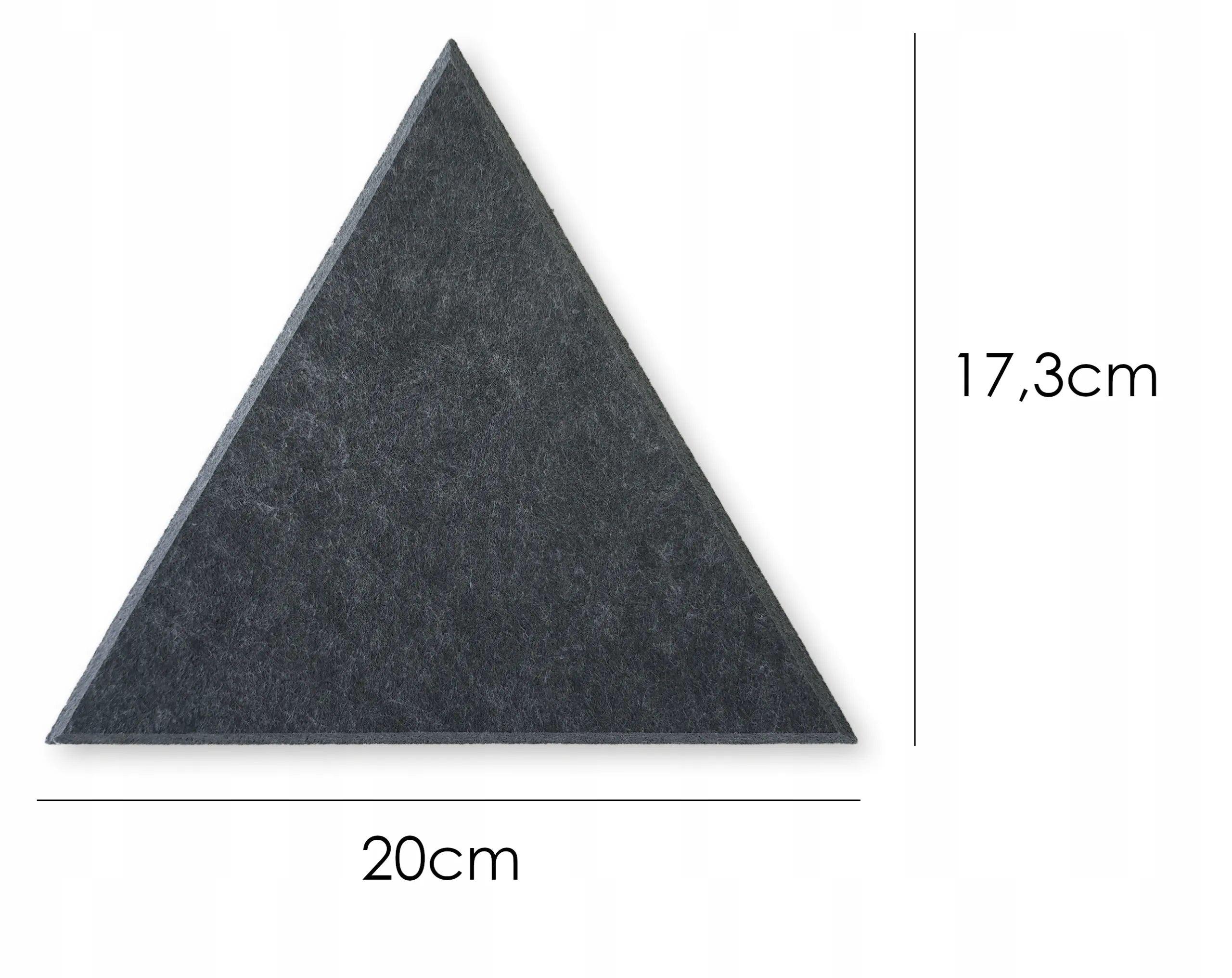 Decorative 3D PET Felt Wall Tiles - Triangle SMALL dimensions on white background DecorMania UK