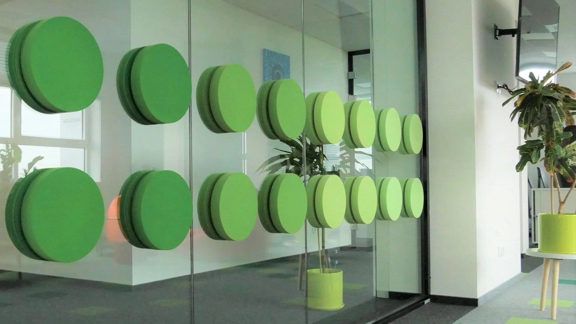 Decorative Glass Wall Panels - Acoustic panel in office interior DecorMania