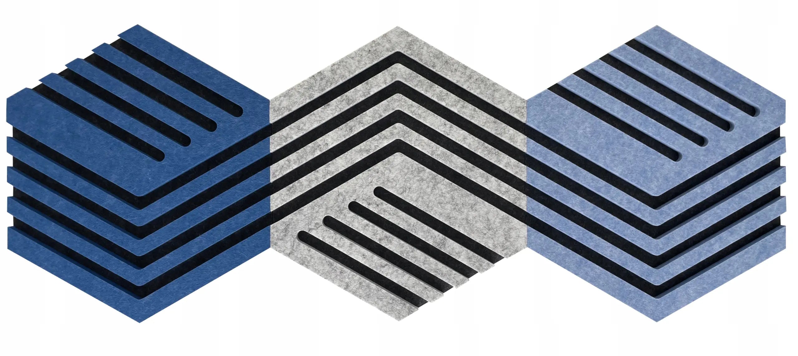 Decorative 3D Felt Wall Tiles DECO1 three colour on white background Decormania UK