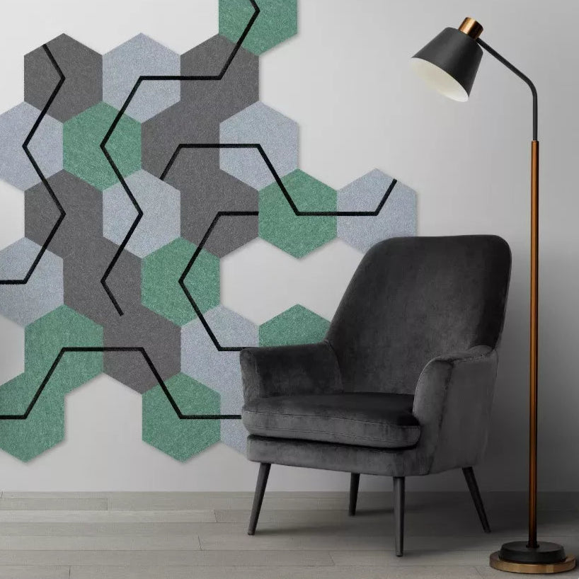 Decorative 3D Felt Wall Tiles DECO2 in white and gey colour interior Decormania UK 