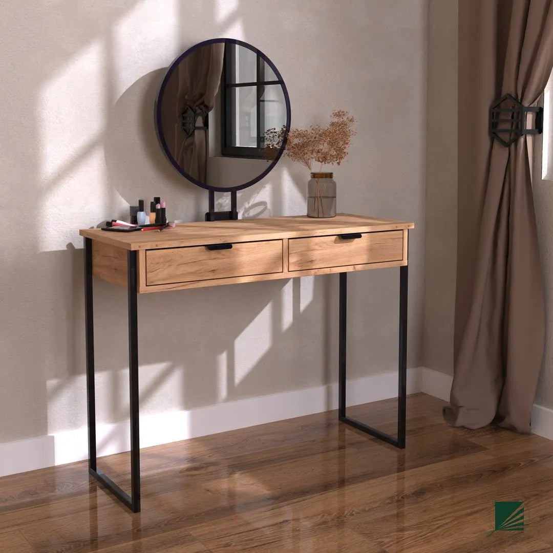 Dressing Table with mirror LOFT Oak Black in cozy interior DecorMania UK