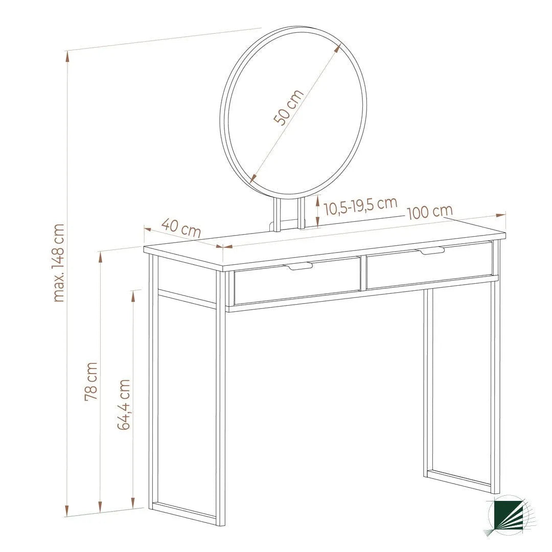 Dressing Table with mirror LOFT Oak Black on white background DecorMania UK