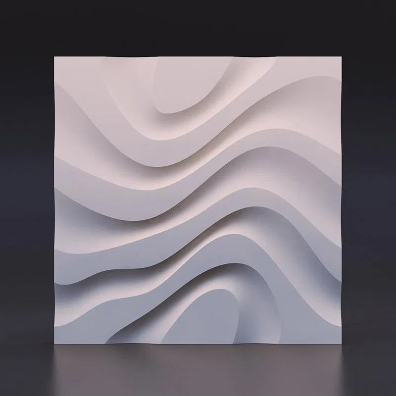Model Dry Stream - 3D Gypsum Wall Panels - on a black background  | DecorMania UK