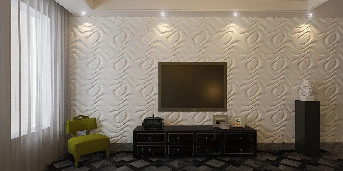 Model Dry Stream - 3D Gypsum Wall Panels Enhance the TV Wall with a Stylish Look | DecorMania UK