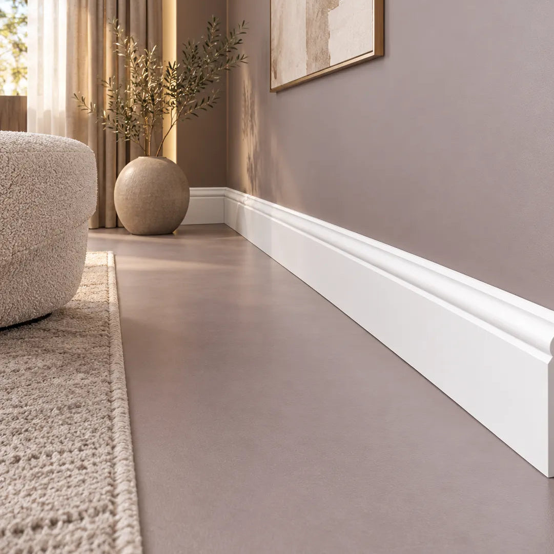 FB1F WALLSTYL finished skirting board in modern living room interior
