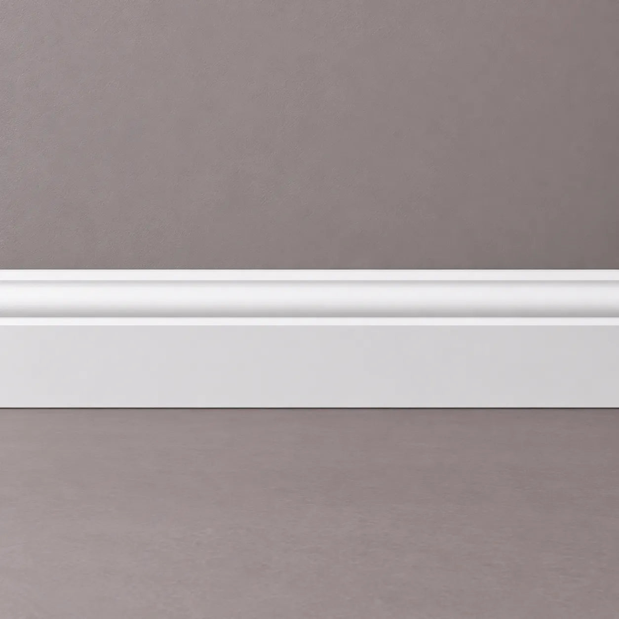 Close-up of FB1F WALLSTYL white decorative skirting board profile