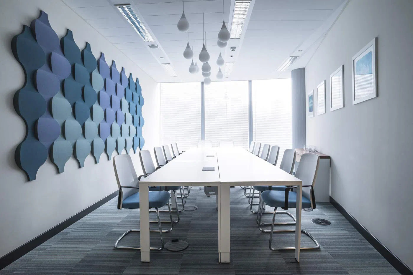 FLOW 3D Soft Acoustic Wall Panels in conference room interior | DecorMania UK