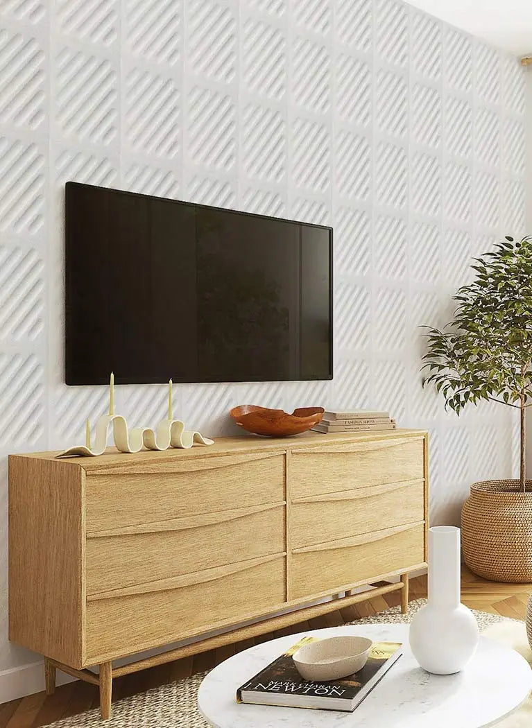 3D Acoustic Felt Wall Panels in living room interior GREY DecorMania.eu