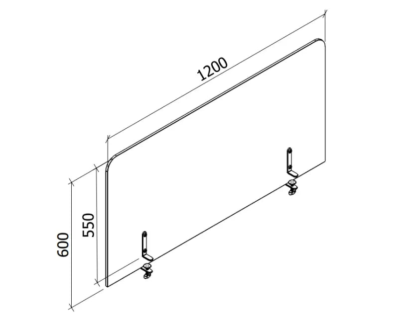Felt Privacy Screen - Acoustic Office Partition dimensions on white background DecorMania UK