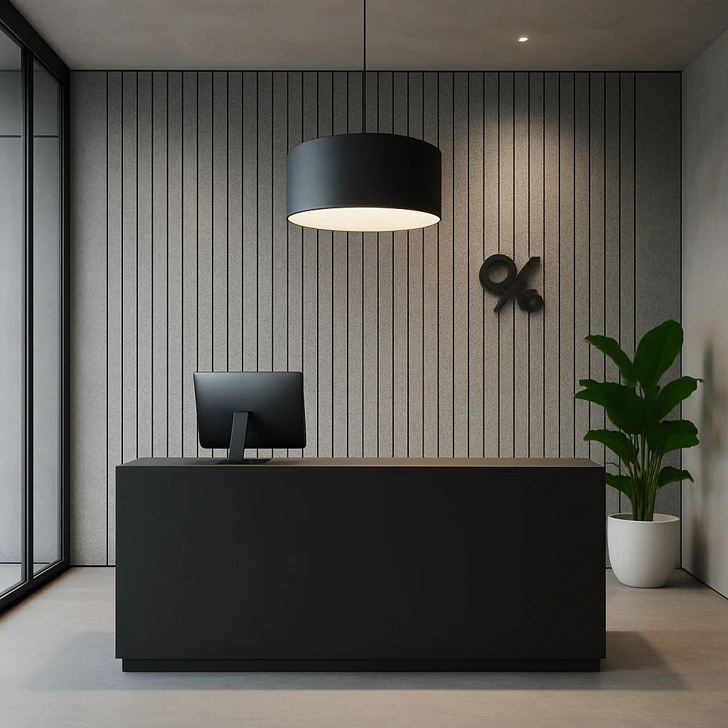 Felt Slatted Acoustic Wall Panels 5 in reception interior DecorMania UK