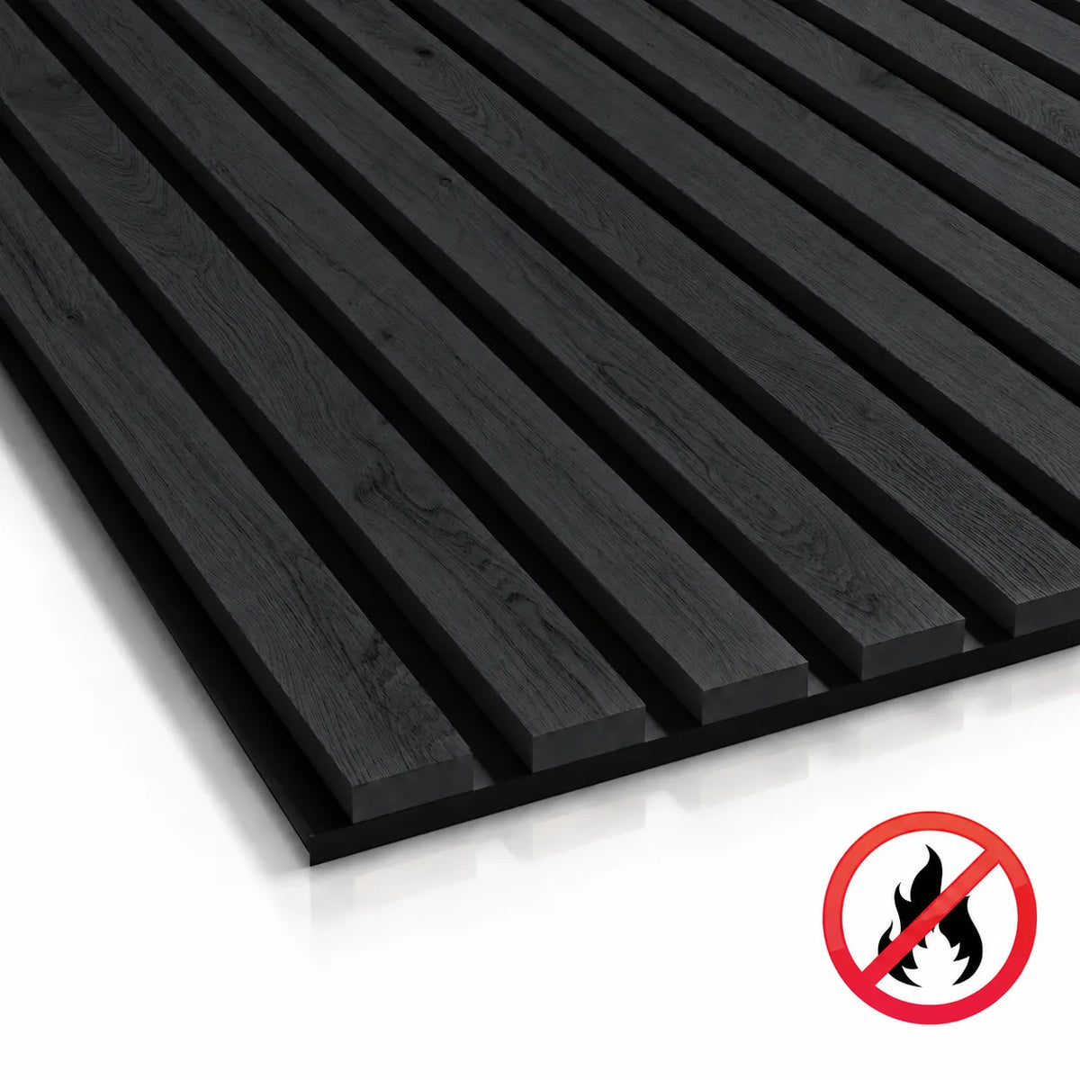 Fire Rated Veneered Slat Panel - Charcoal 240 x 60 cm
