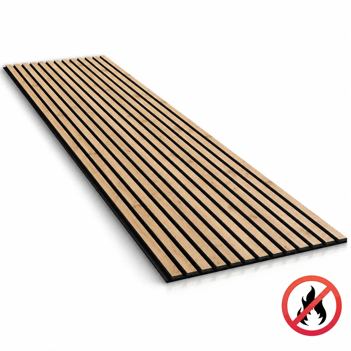 Fire Rated Acoustic Slat Panel - Natural Oak 240 x 60 cm | DecorMania.co.uk