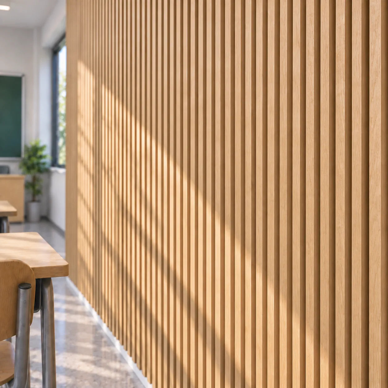 Close-up of NRO flame retardant decorative wall laths