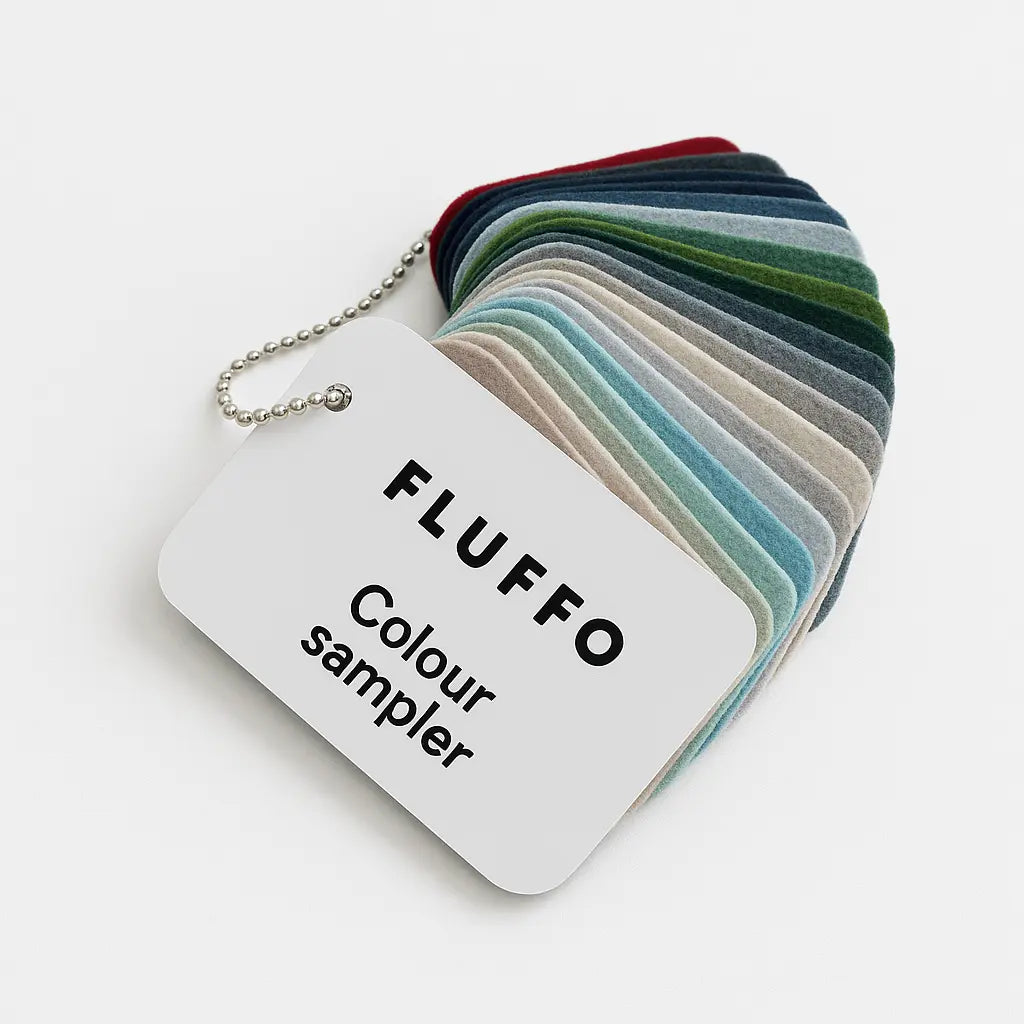 Fluffo Colour Chart Booklet on white background Decormania UK