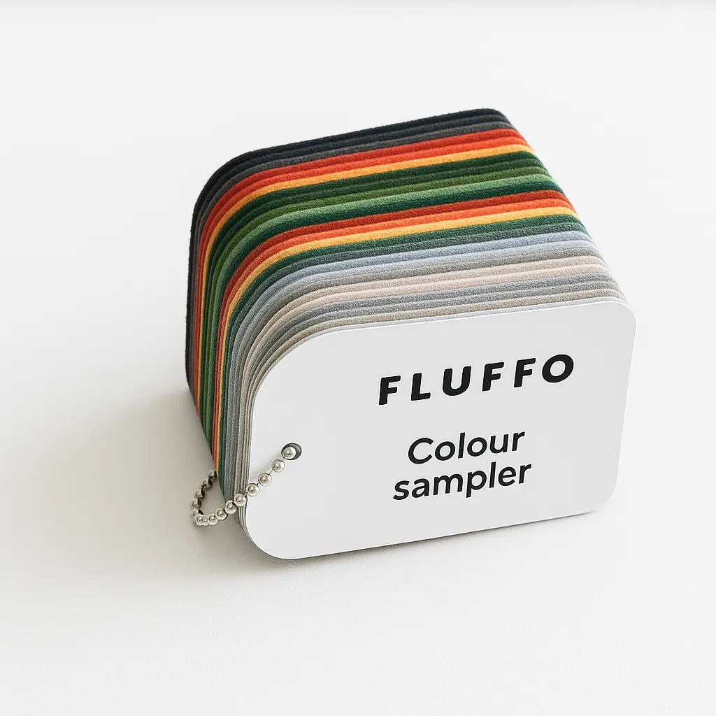 Fluffo Colour Chart Booklet on white background Decormania UK