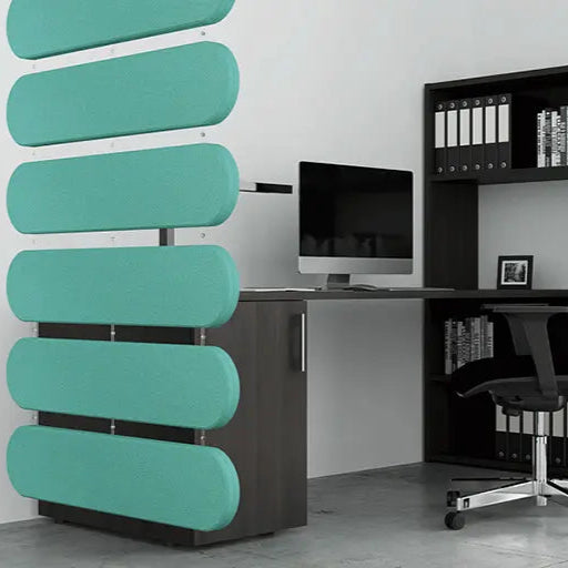 WEB suspended acoustic curtain near office desk