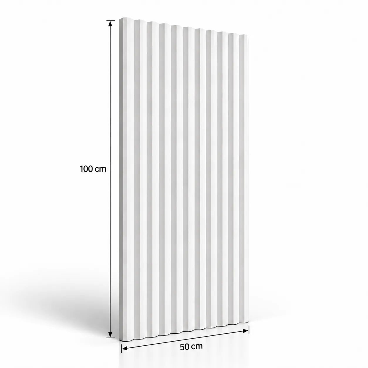 Fluted Arrow Gypsum 3D Wall Panel 100 cm x 50 cm – Dimensions Diagram