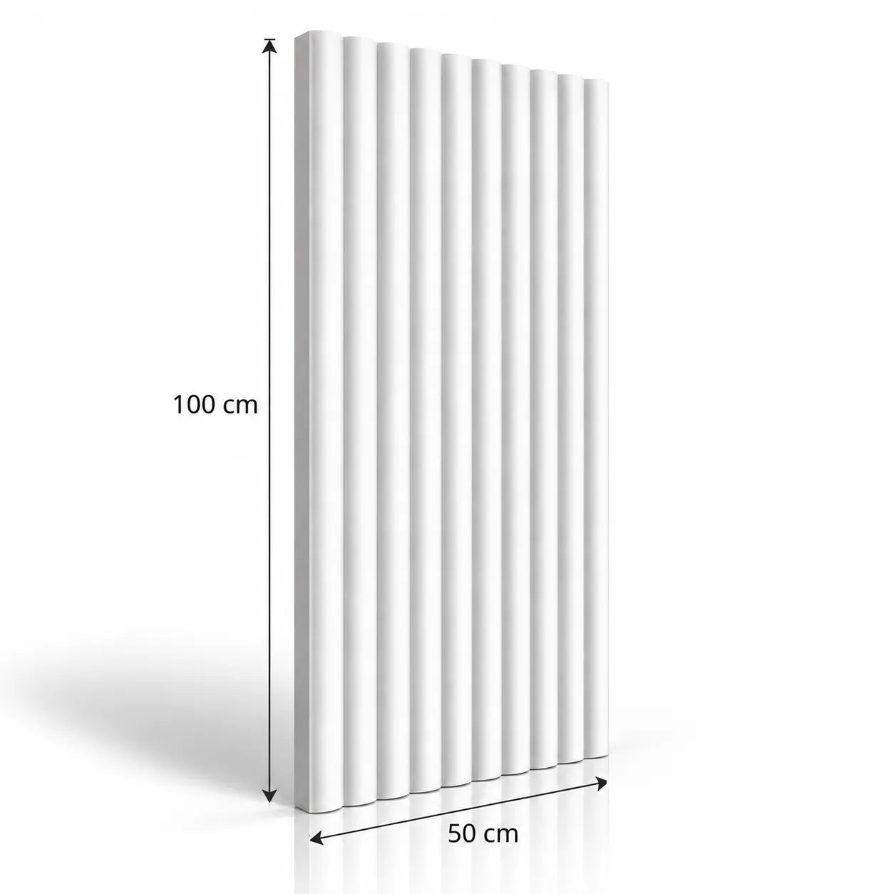 Fluted Bamboo Gypsum 3D Wall Panel 100 cm x 50 cm – Dimensions Diagram