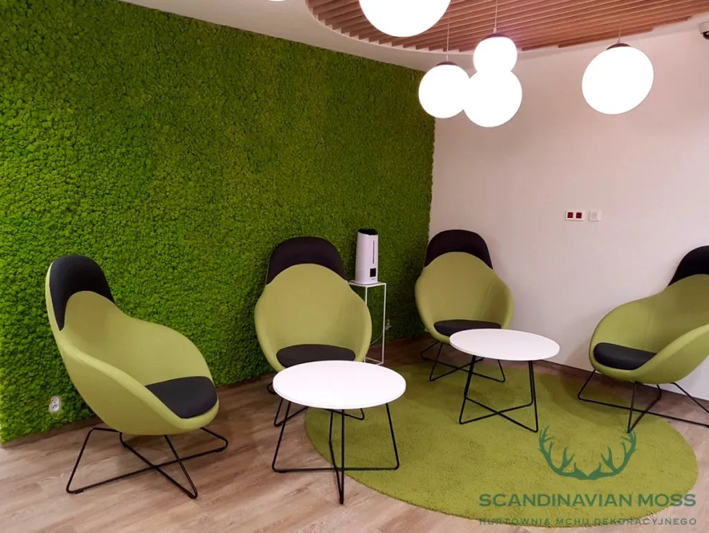 Frameless Reindeer Moss Wall Panels Square in modern interior DecorMania UK