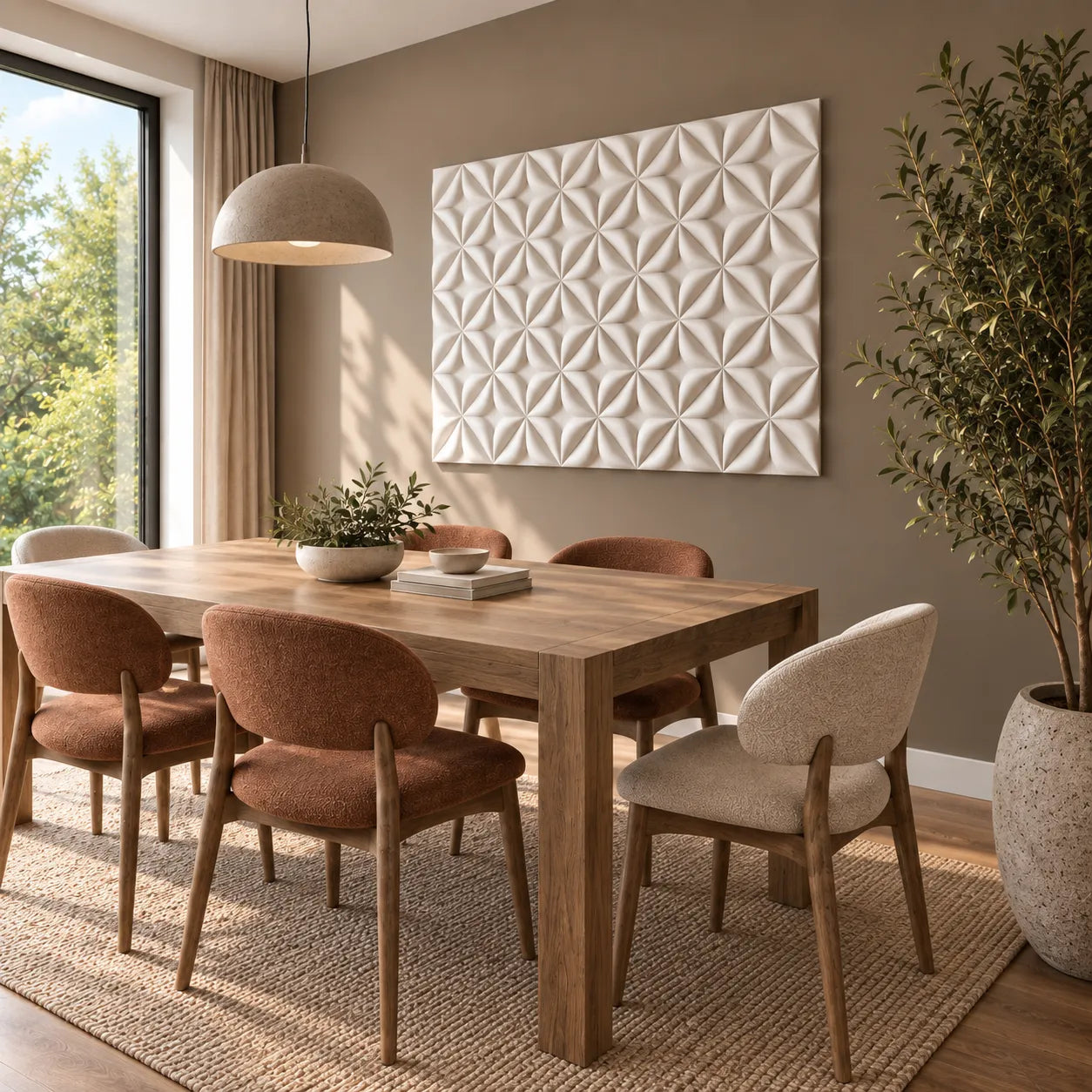 Grecian 3D gypsum wall panels, angled interior view