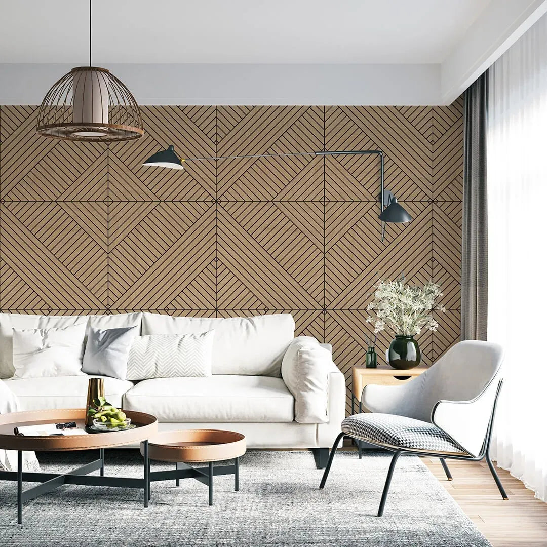 GrooveCraft Milled Acoustic Wall Panels MDF 1 in living room interior DecorMania UK