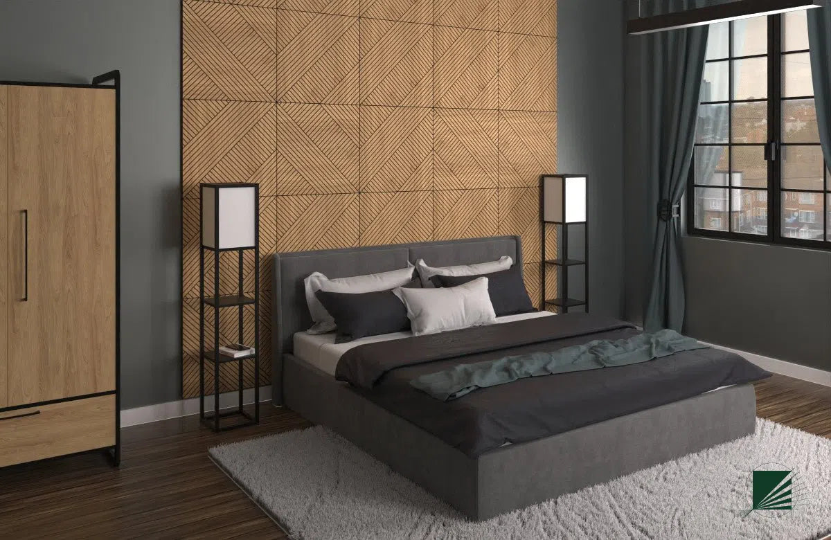 GrooveCraft Milled Acoustic Wall Panels MDF - 1 in bedroom interior DecorMania UK
