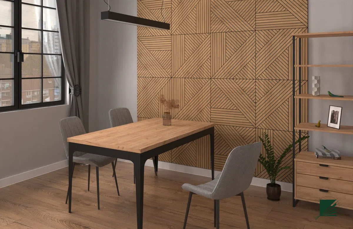 GrooveCraft Milled Acoustic Wall Panels MDF - 3 in dining room interior DecorMania UK