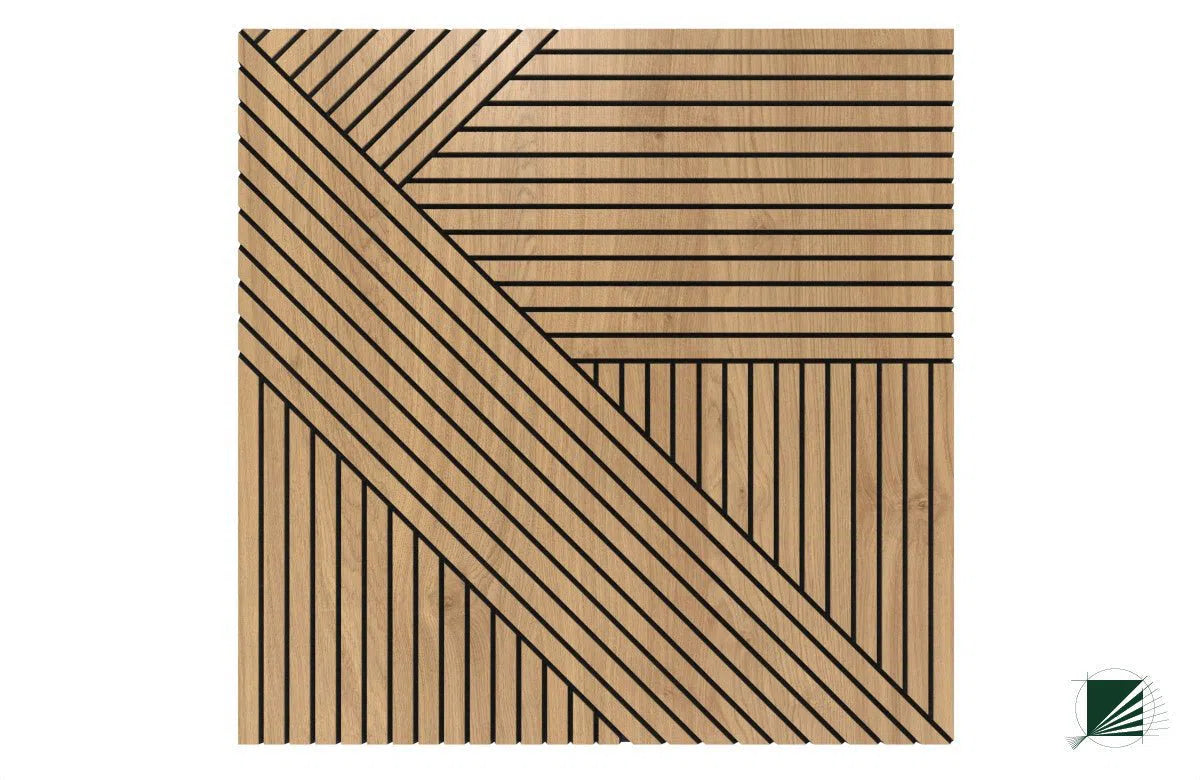 GrooveCraft Milled Acoustic Wall Panels MDF - 4 front view on white background DecorMania UK
