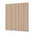 GrooveCraft milled acoustic wall panel with vertical oak veneer slats on a black MDF base shown at an angle