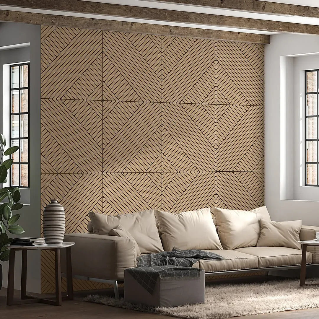 GrooveCraft Milled Acoustic Wall Panels MDF - 6 in living room interior DecorMania UK