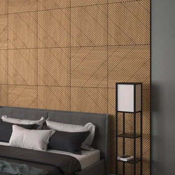 GrooveCraft Milled Acoustic Wall Panels MDF - 6 in bedroom interior DecorMania UK