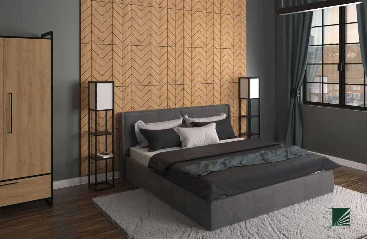 GrooveCraft Milled Acoustic Wall Panels MDF - 7 in bedroom interior DecorMania UK