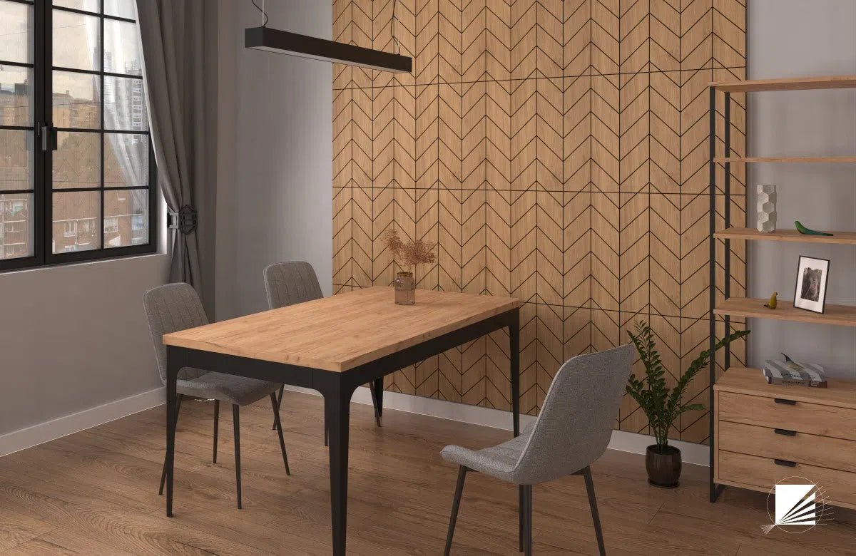 GrooveCraft Milled Acoustic Wall Panels MDF - 7 in dining room interior DecorMania UK