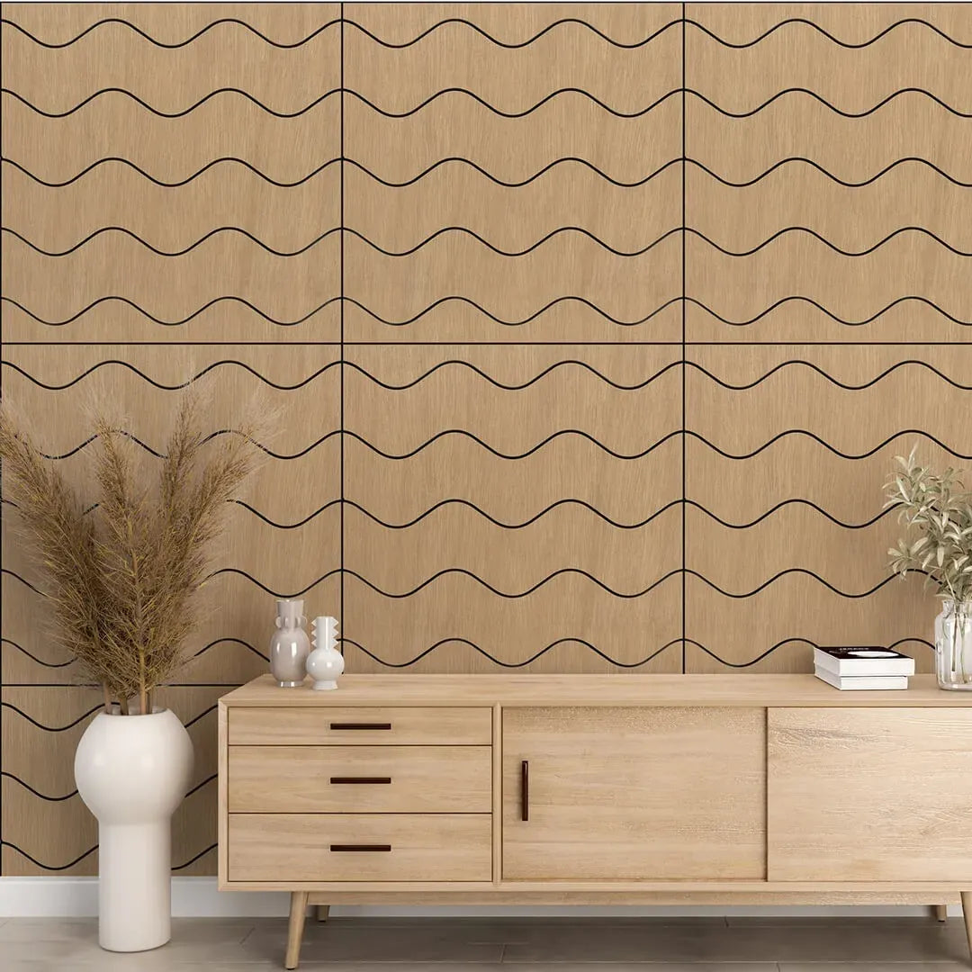 Modern GrooveCraft Milled Acoustic Wall Panels MDF – Model 8 feature wall Decormania UK