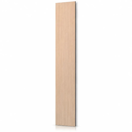 Tall light oak veneered MDF wall panel displayed vertically with a subtle shadow on a white background