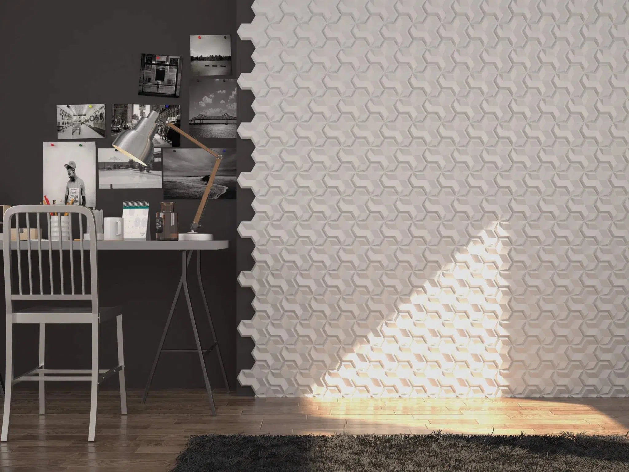 HEXA.2 3D Decorative Wall Panels - Polystyrene on dark background | DecorMania UK