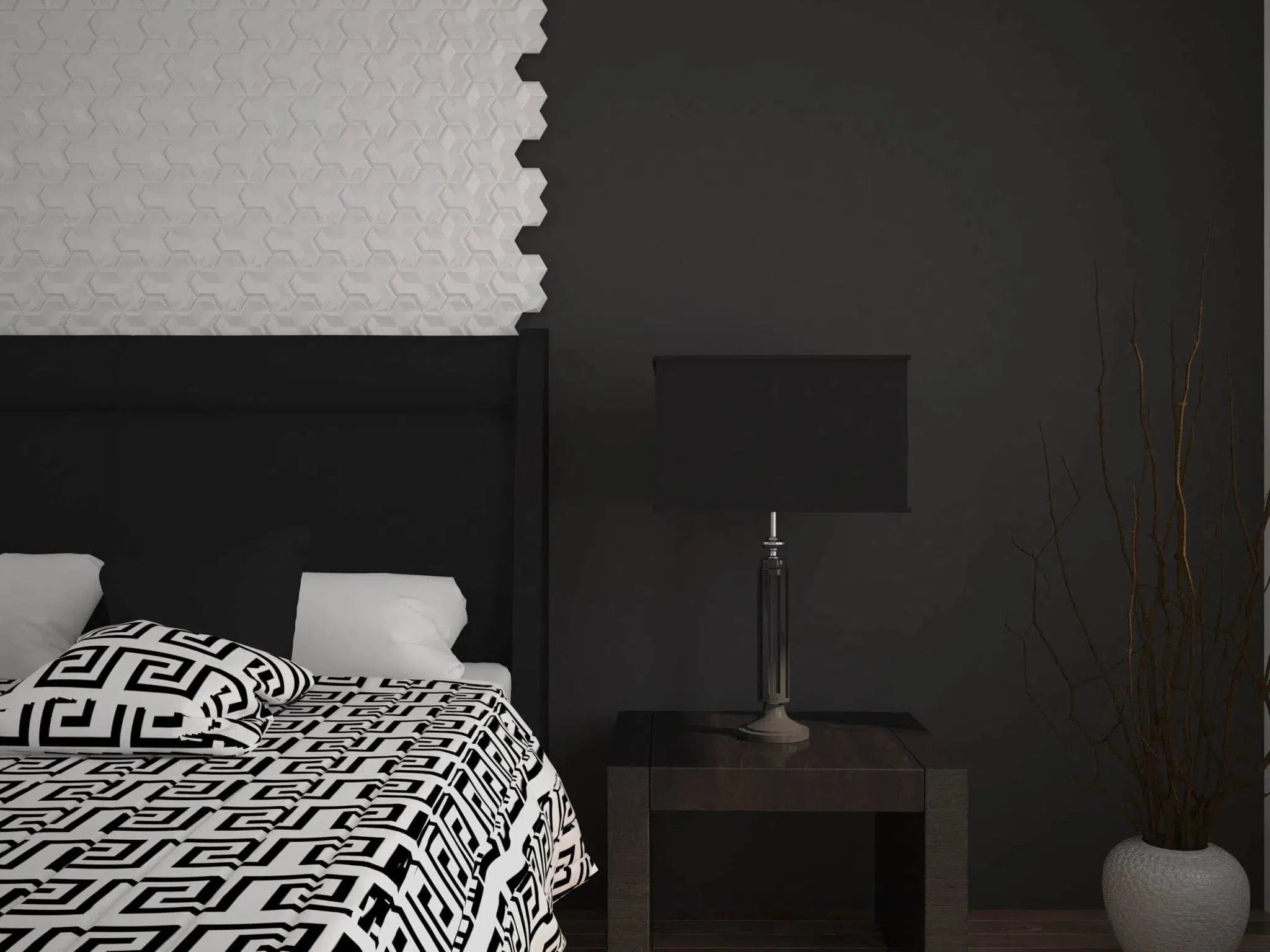 HEXA.2 3D Decorative Wall Panels - Polystyrene on dark background | DecorMania UK