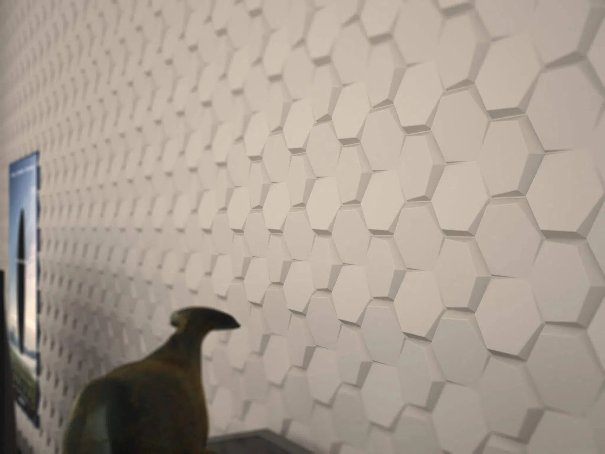 HEXA 3D Decorative Wall Panels - Polystyrene installed on the wall | DecorMania UK