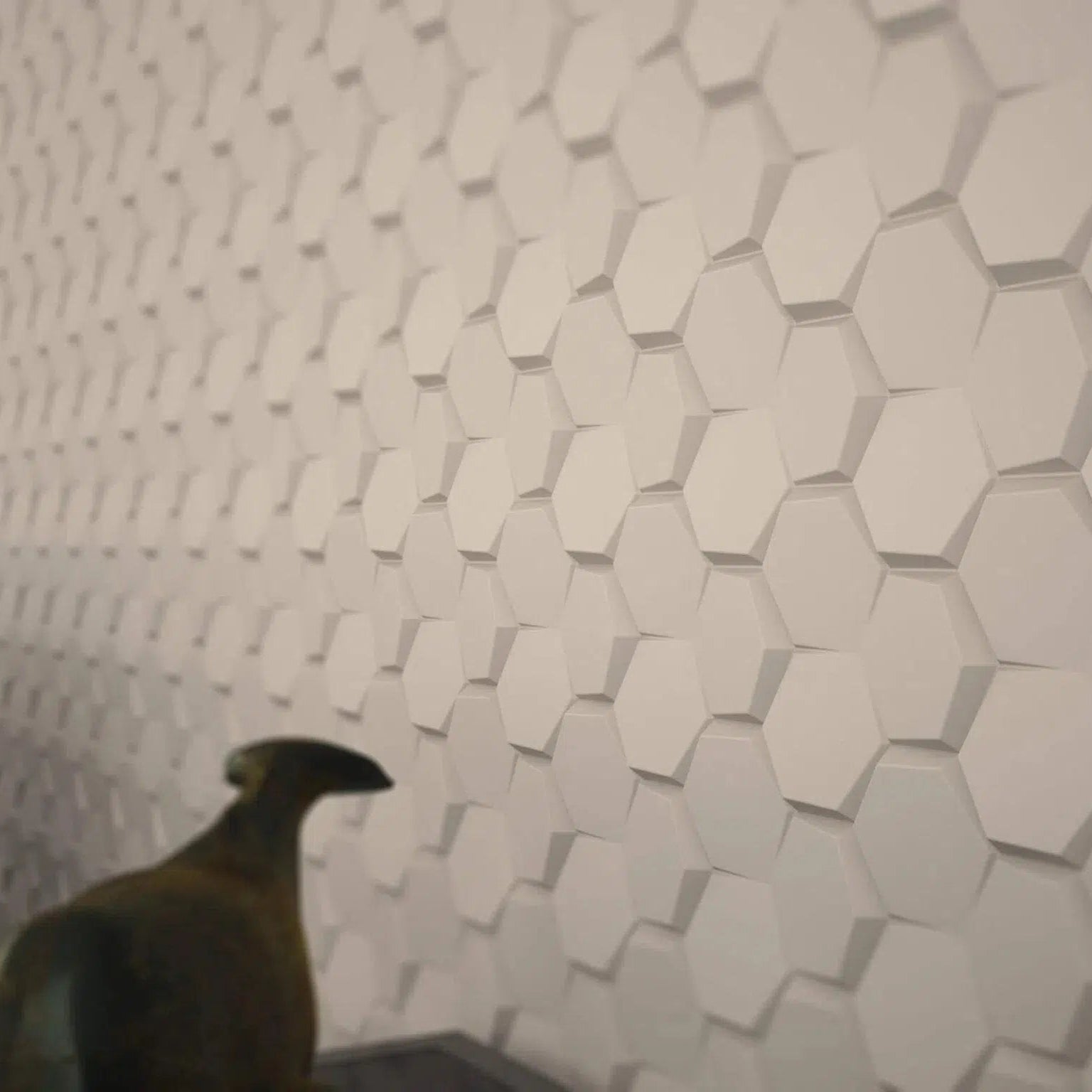 HEXA 3D Decorative Wall Panels - Polystyrene installed on the wall | DecorMania UK