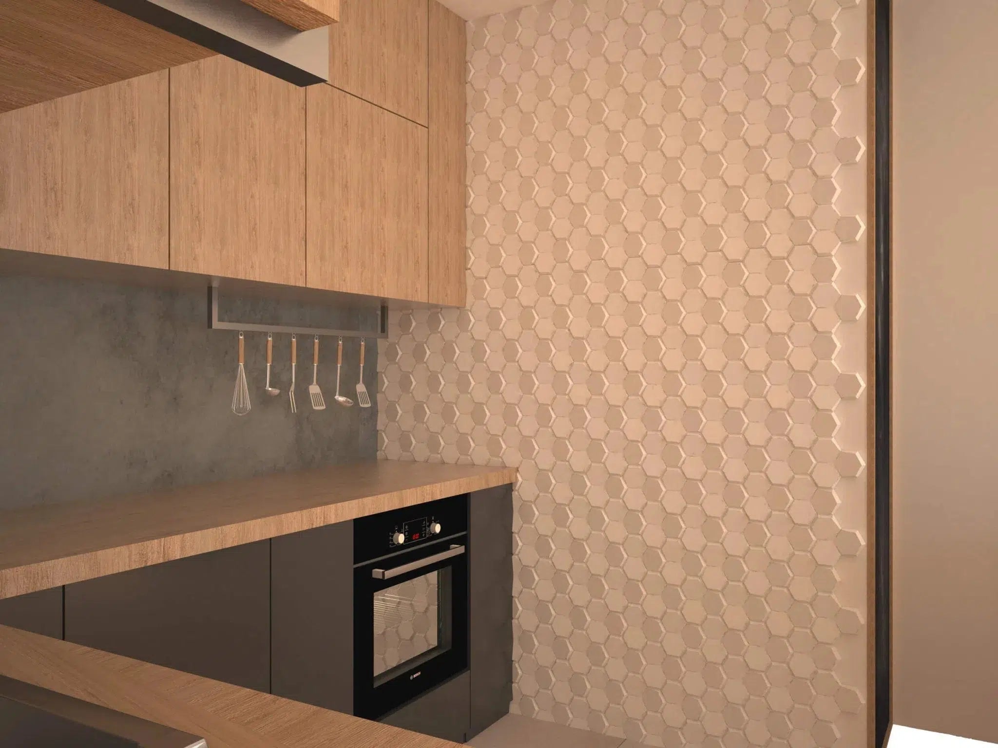 HEXA 3D Decorative Wall Panels - Polystyrene in kitchen | DecorMania UK