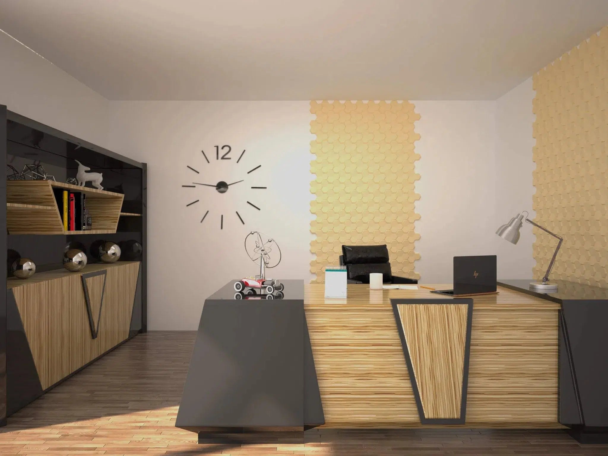 HEXA 3D Decorative Wall Panels - Polystyrene in a modern office  | DecorMania UK