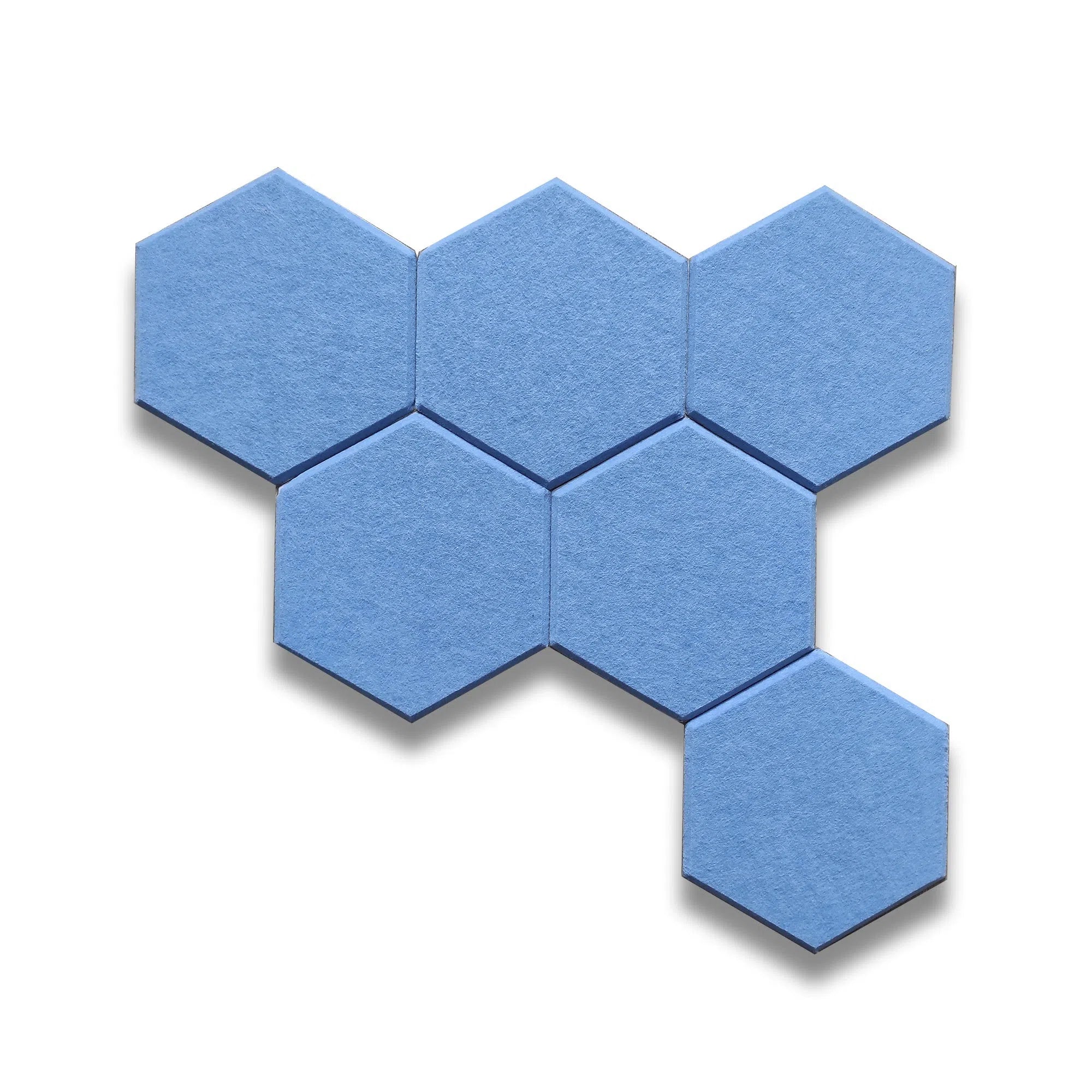 HEXA 3D Felt PET Wall Panels - BLUE on white background | DecorMania UK