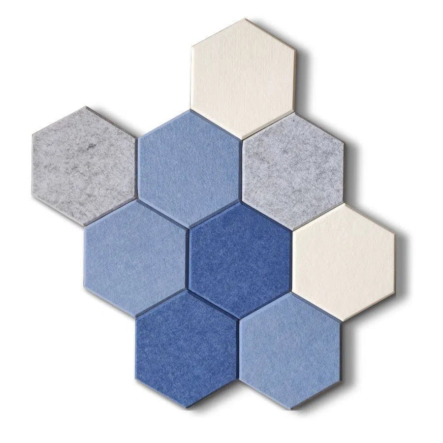 Close-up view of HEXA 3D Felt PET Wall Panels in various colors | DecorMania UK