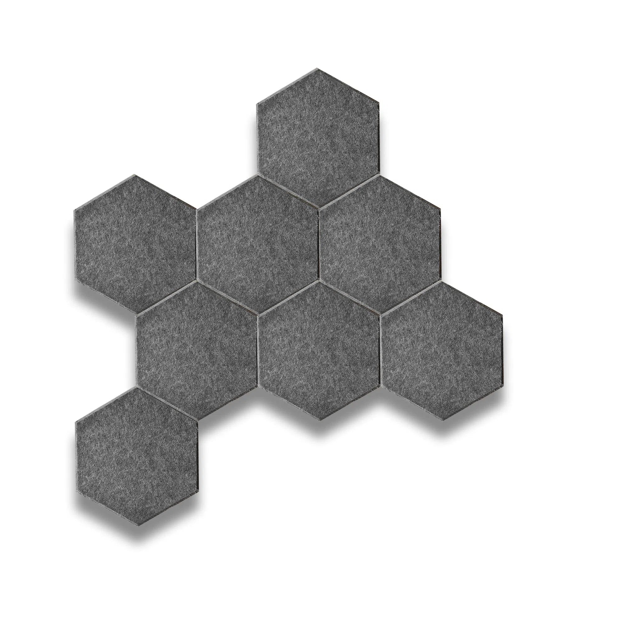 HEXA 3D Felt PET Wall Panels - DARK GREY on white background | DecorMania UK