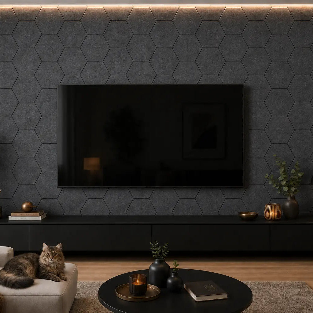 3D felt dark grey panel front view